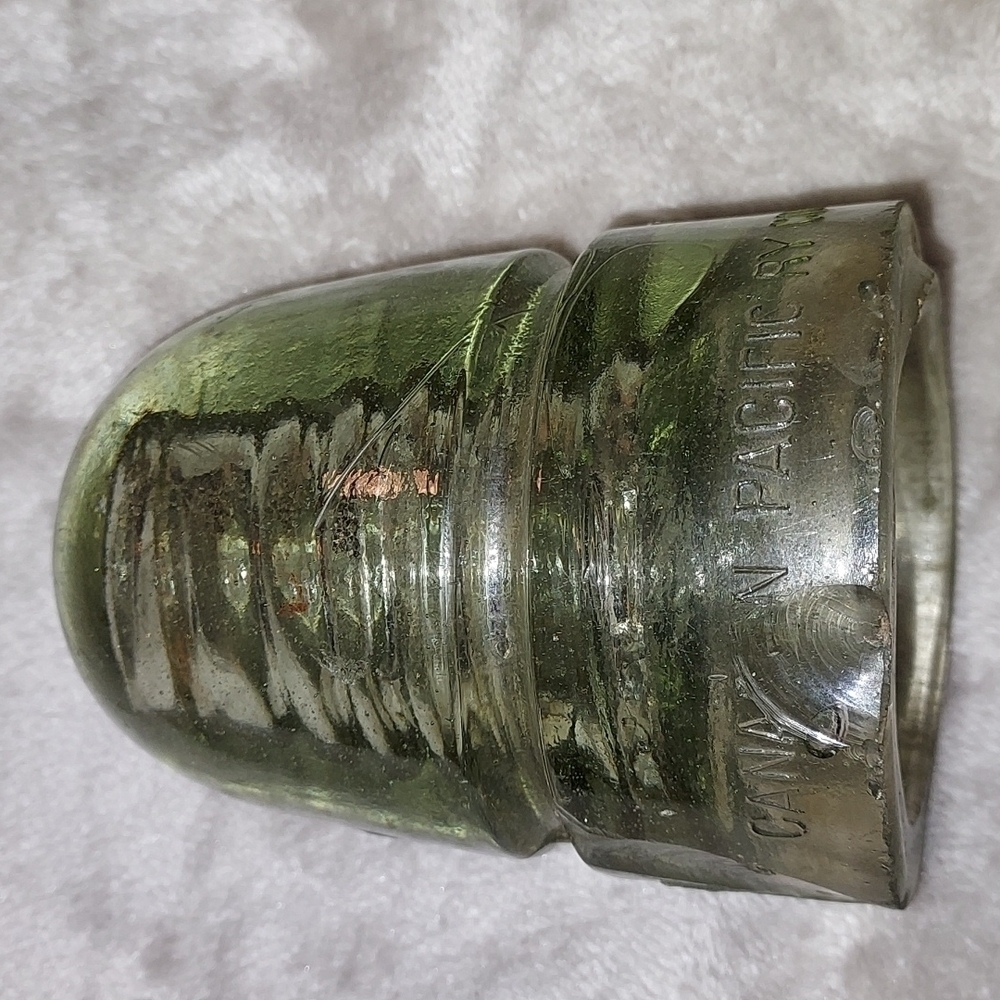 Vintage Canadian pacific ry Co Glass insulator 1885